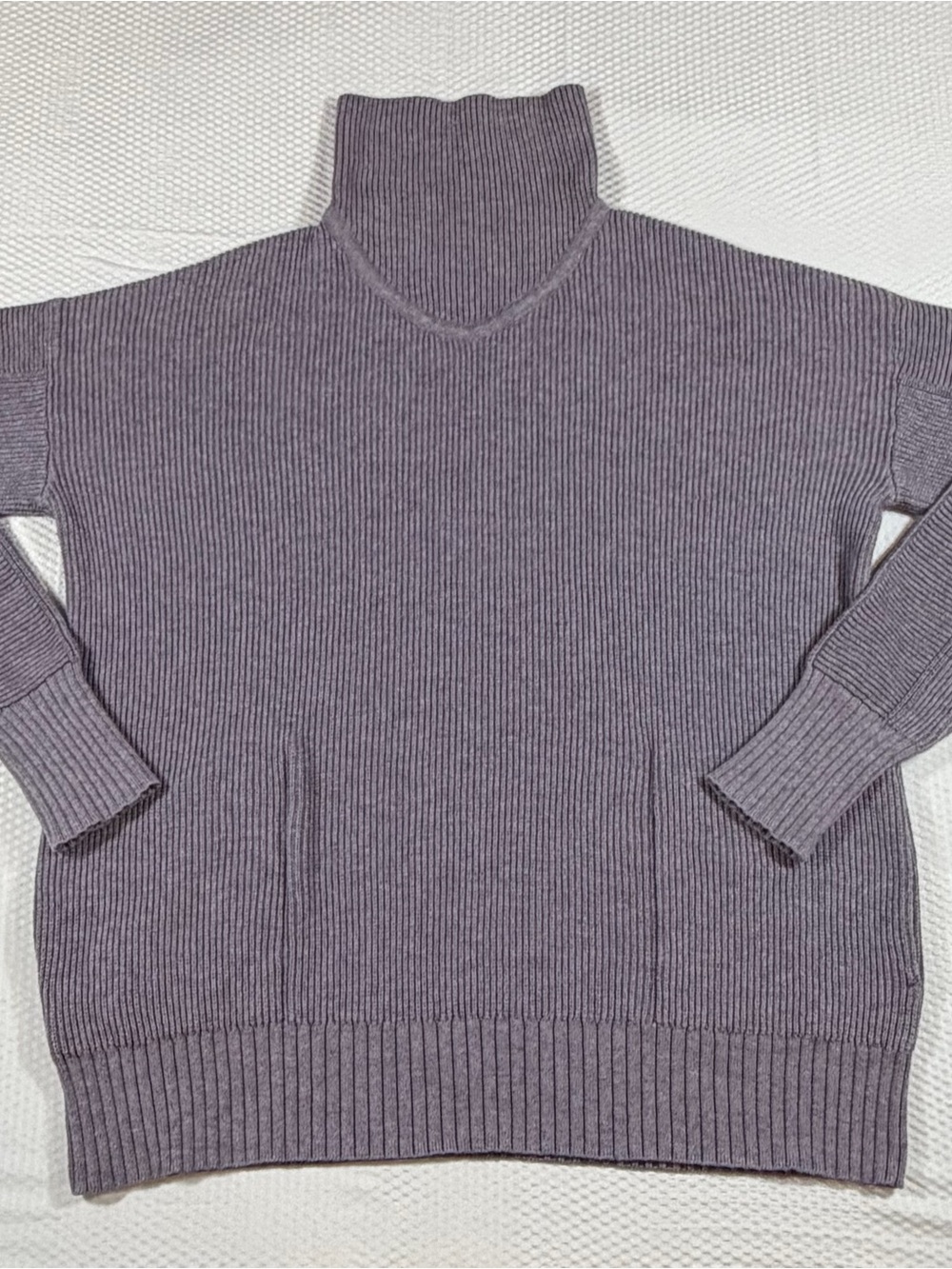 Lululemon Cozy Calling Turtleneck Sweater Purple Pima Cotton Yak Wool Pockets Lg